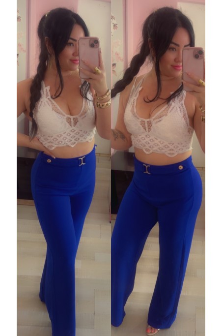 Crop top broderie et dentelle