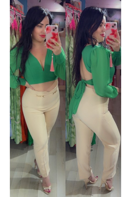 Top manche longue dos nu à nouer