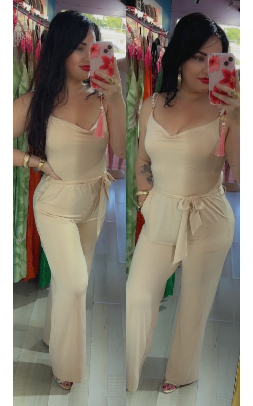 Combi-pantalon bretelles perles