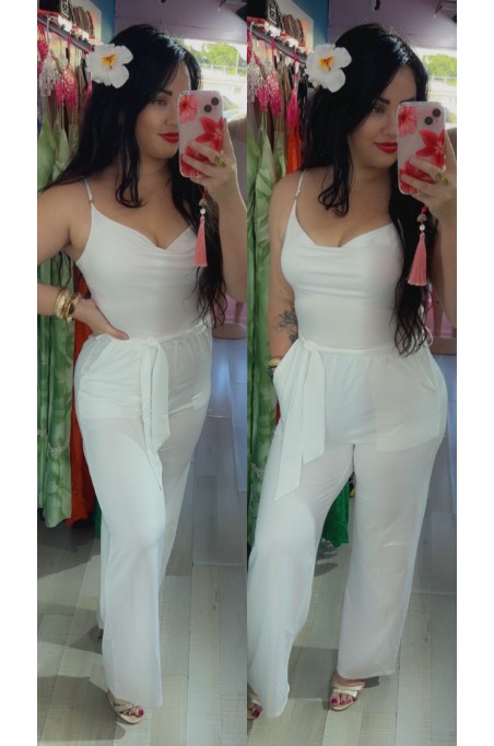 Combi-pantalon bretelles perles