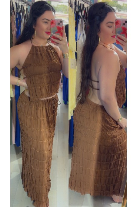 Ensemble top & jupe plissée dos nu