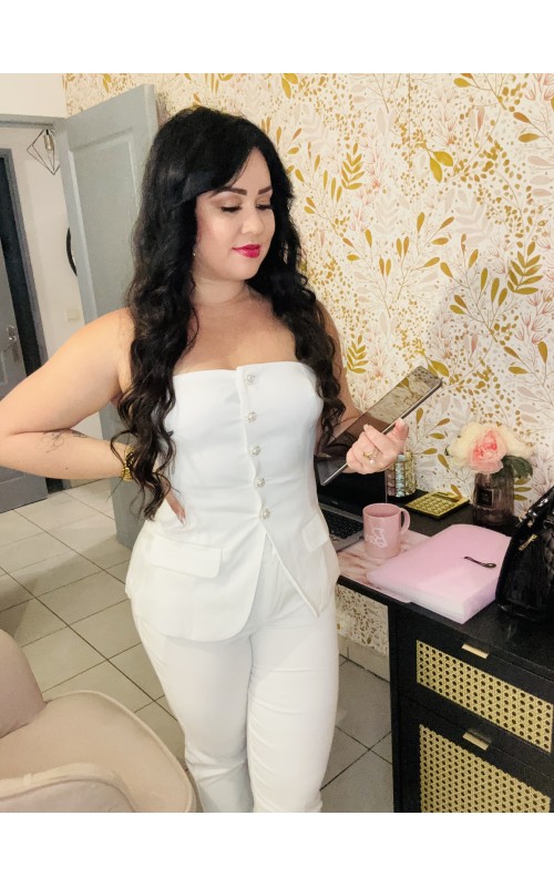 Bustier tailleur boutons perle