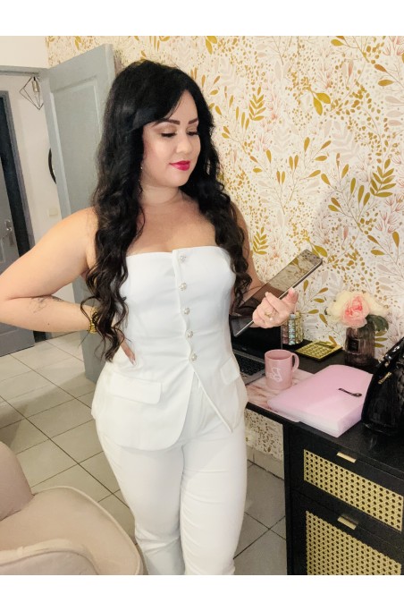 Bustier tailleur boutons perle