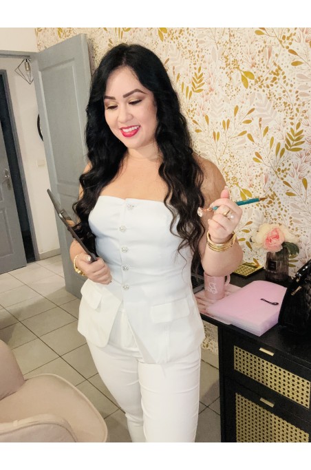 Bustier tailleur boutons perle