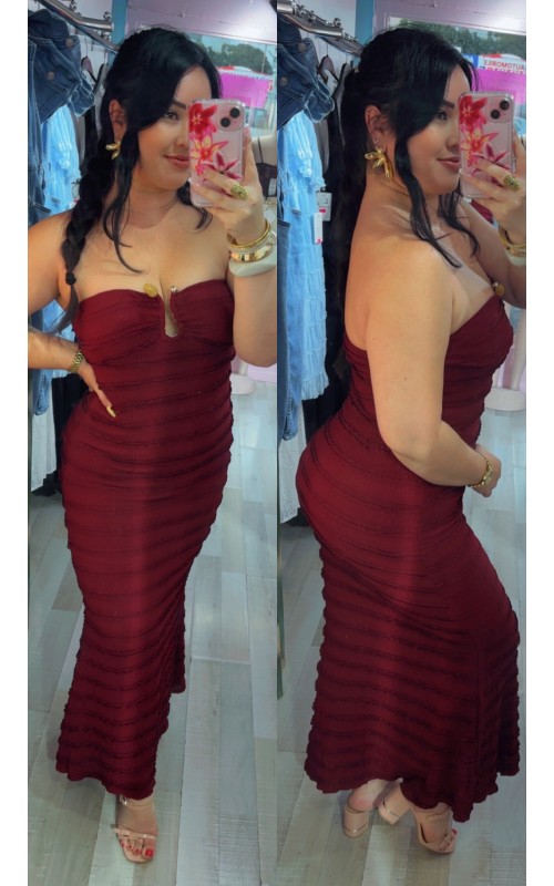 Robe bustier côtelée avec détail bijoux perles