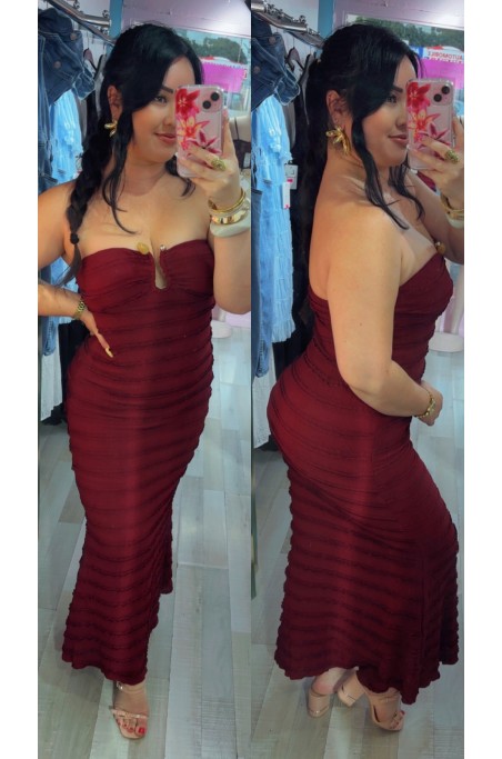 Robe bustier côtelée avec détail bijoux perles