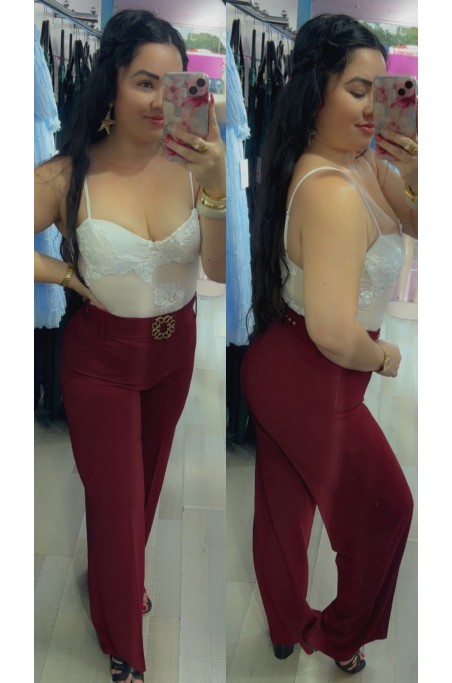 Pantalon large taille haute avec ceinture