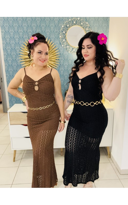 Robe longue coupe sirène ajourée