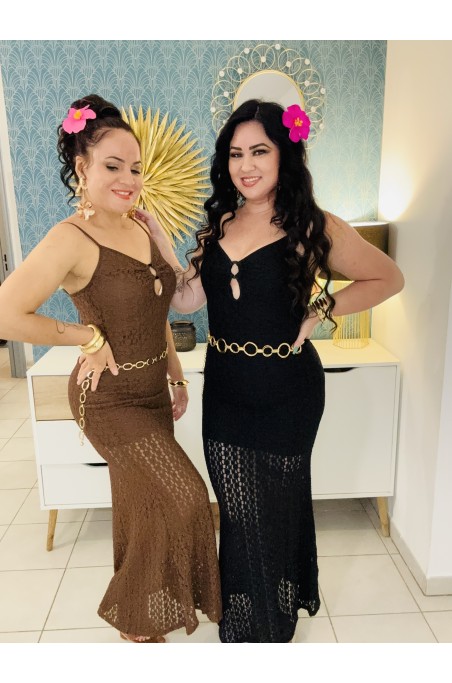 Robe longue coupe sirène ajourée