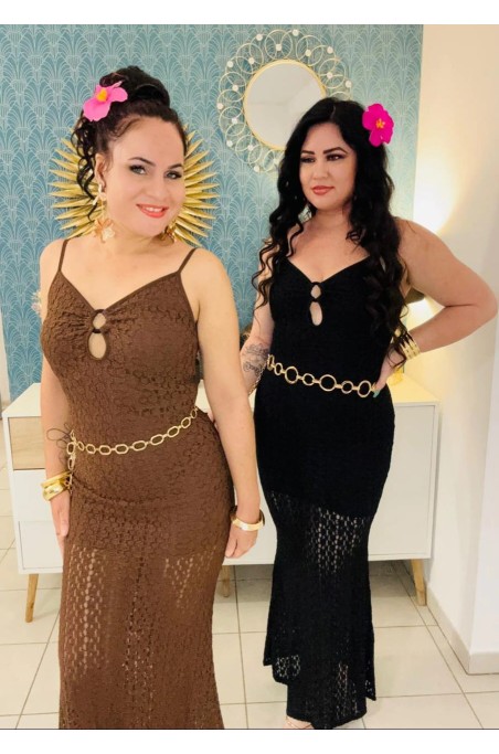 Robe longue coupe sirène ajourée