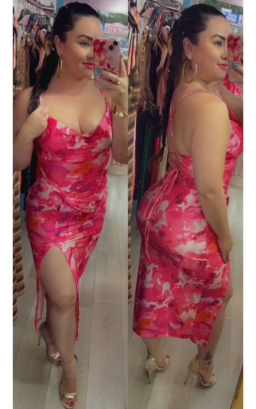 Robe col bénitier dos nu lacet