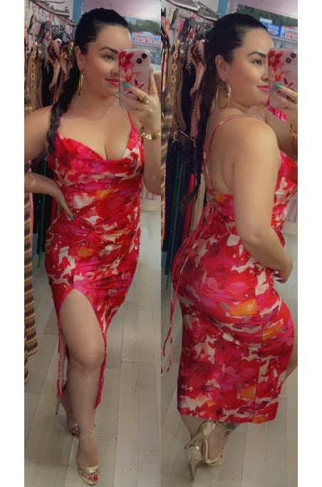 Robe col bénitier dos nu lacet