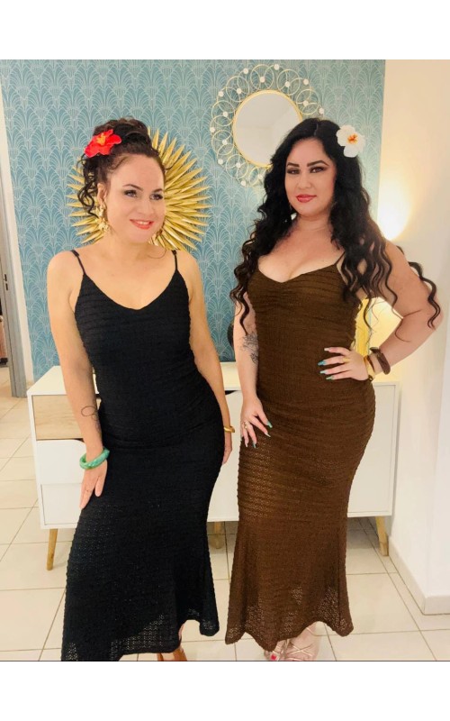 Robe longue effet gaufrée coupe sirène