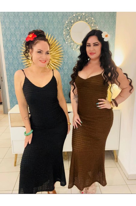 Robe longue effet gaufrée coupe sirène