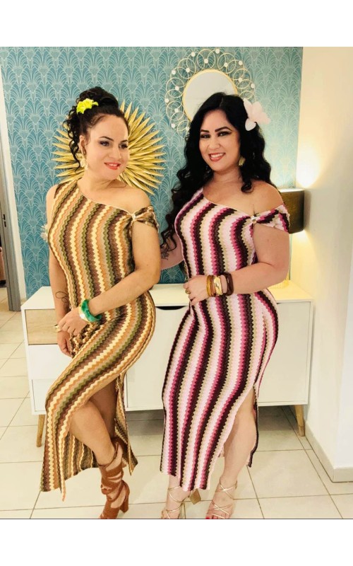 Robe asymétrique à rayures