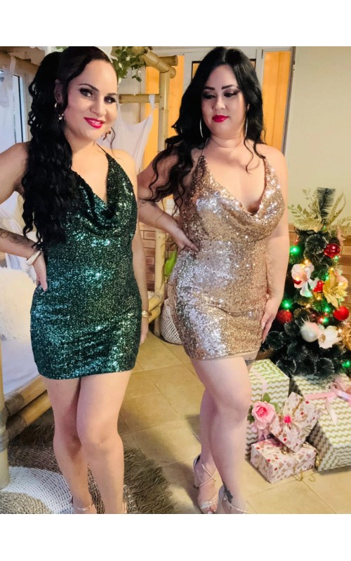 Robe sequin dos nu plongeant