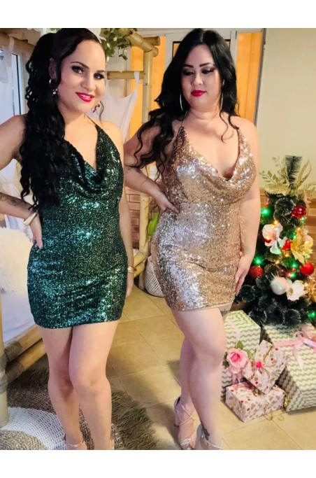 Robe sequin dos nu plongeant