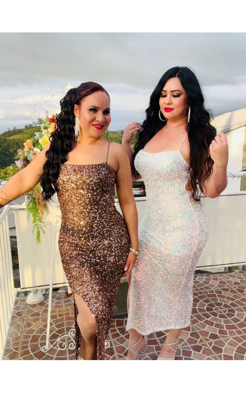 Robe sequin dos nu lacets