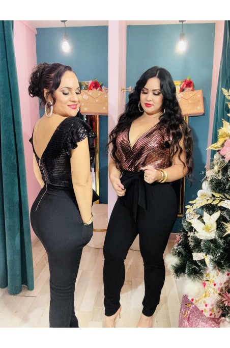 Combinaison pantalon haut brillant