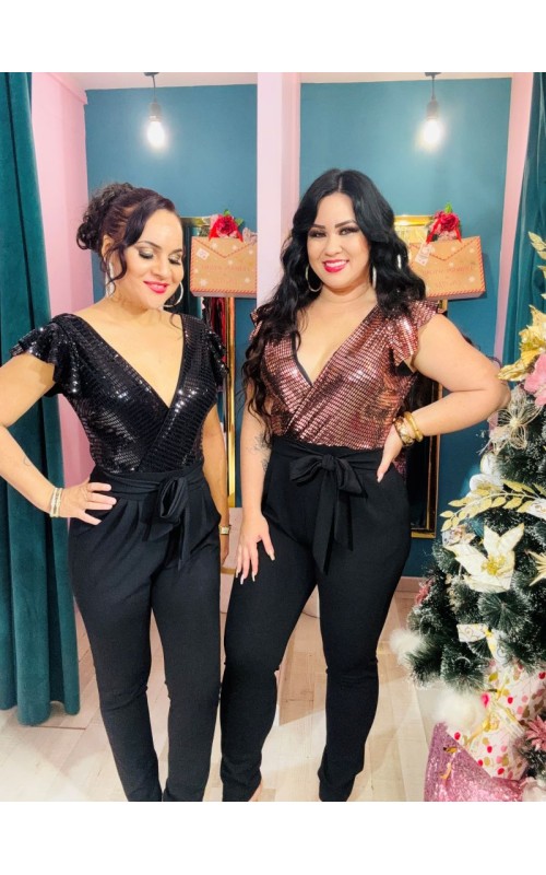 Combinaison pantalon haut brillant