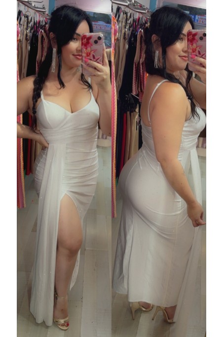 Robe longue strass avec détail traîne