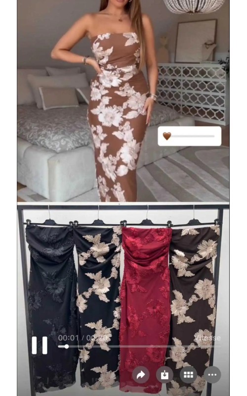 Robe bustier détail broderie florale