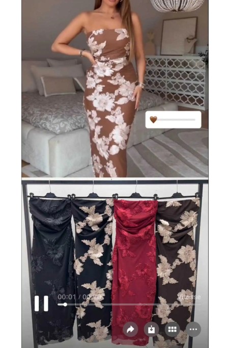 Robe bustier détail broderie florale