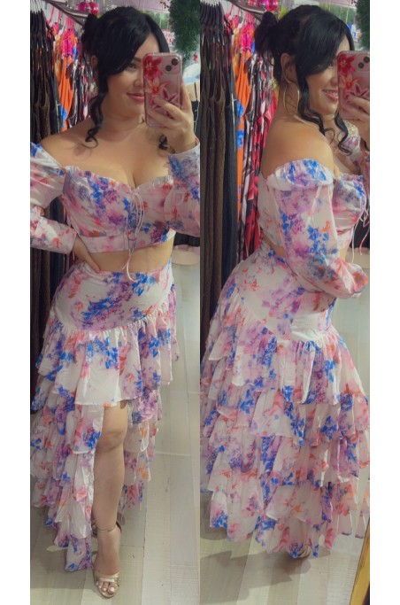 Ensemble jupe longue à volant