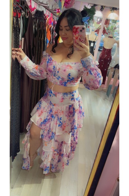 Ensemble jupe longue à volant