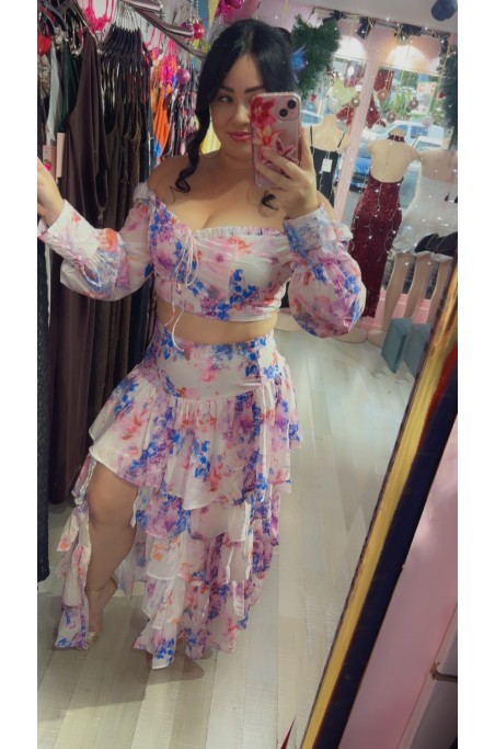 Ensemble jupe longue à volant