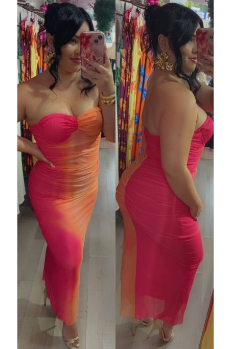 Robe bi-colore drappée