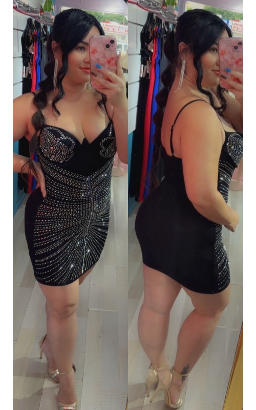 Robe décolletée courte strass