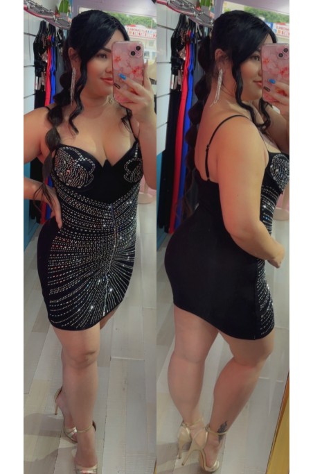 Robe décolletée courte strass