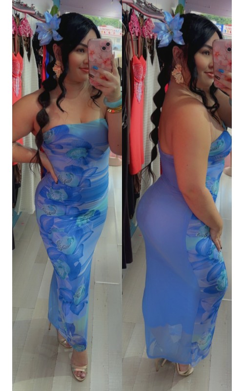 Robe bustier drappée bi-matière