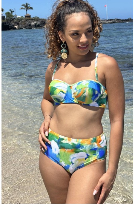 Bikini taille haute imprimé tie & dye