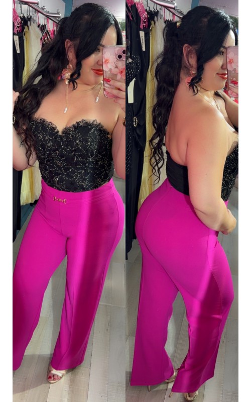 Pantalon taille haute large