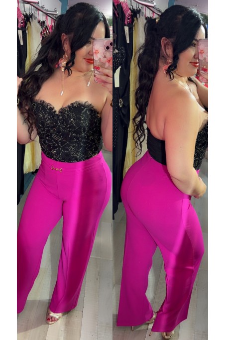 Pantalon taille haute large