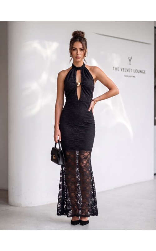 Robe dos nu ajourée détail bijou doré