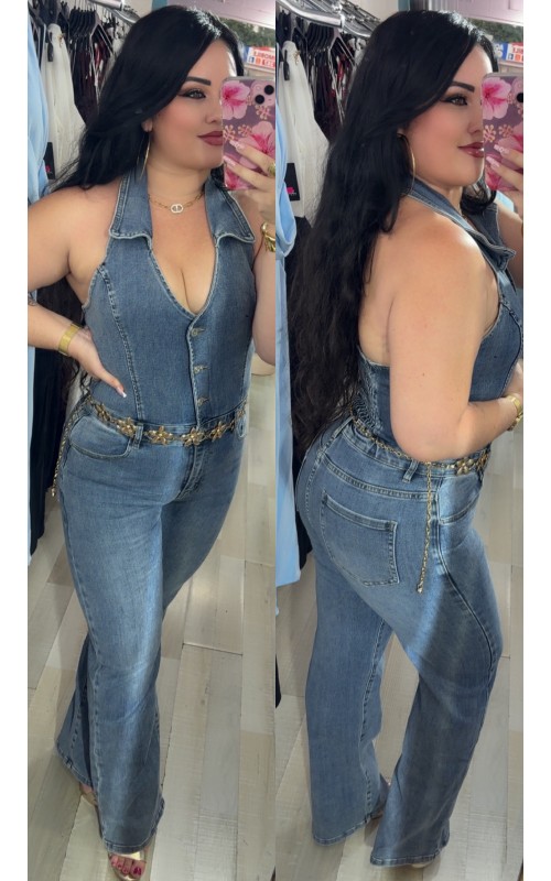 Combinaison jeans dos nu