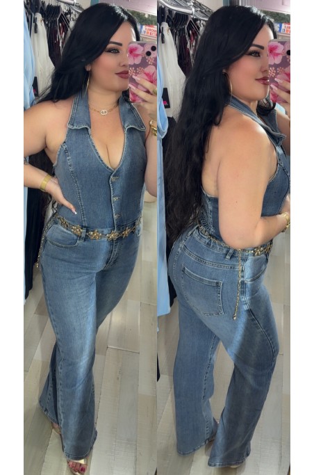 Combinaison jeans dos nu