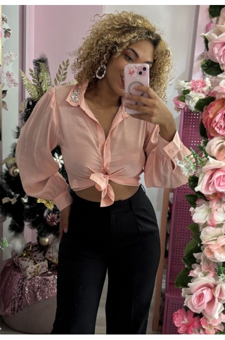 Chemisier avec strass sur le col