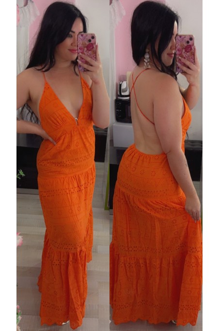 Robe dos croisé broderie anglaise