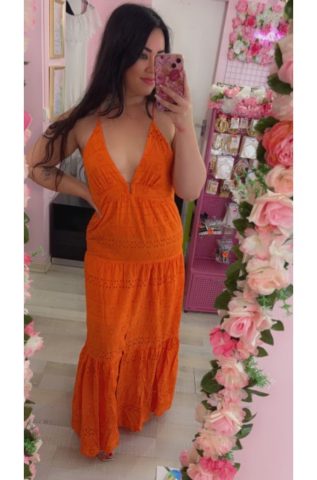 Robe dos croisé broderie anglaise