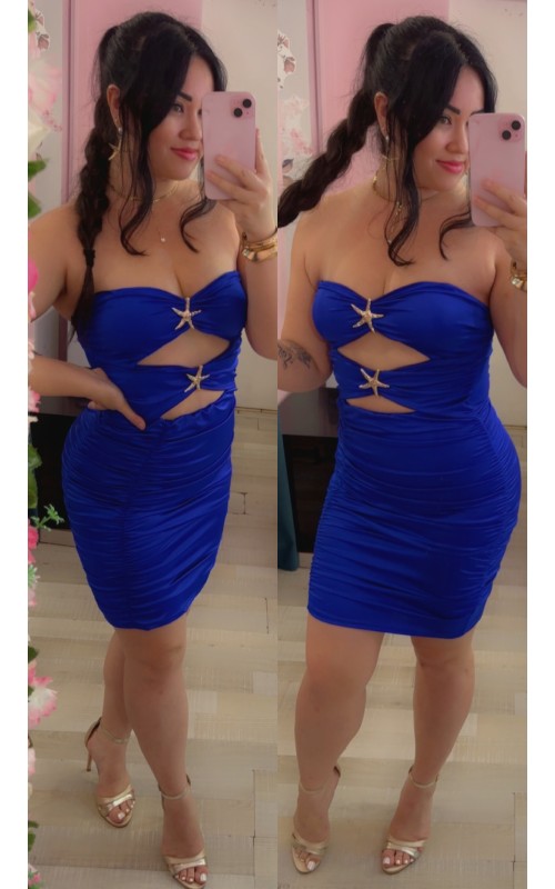 Robe ajourée détail bijoux étoile de mer