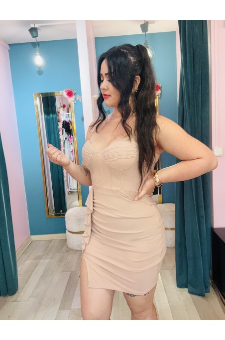 Robe courte plissée et fendue