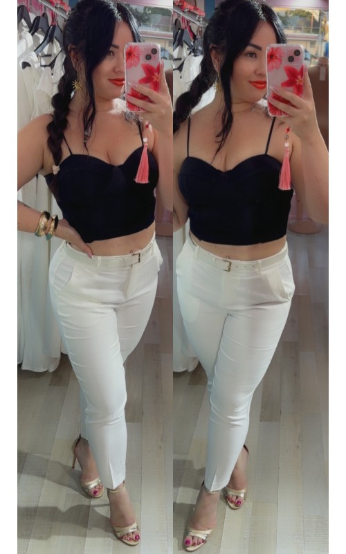 Pantalon taille haute avec ceinture