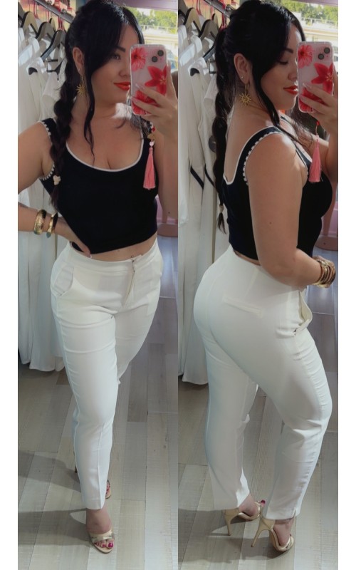 Pantalon taille haute cintré